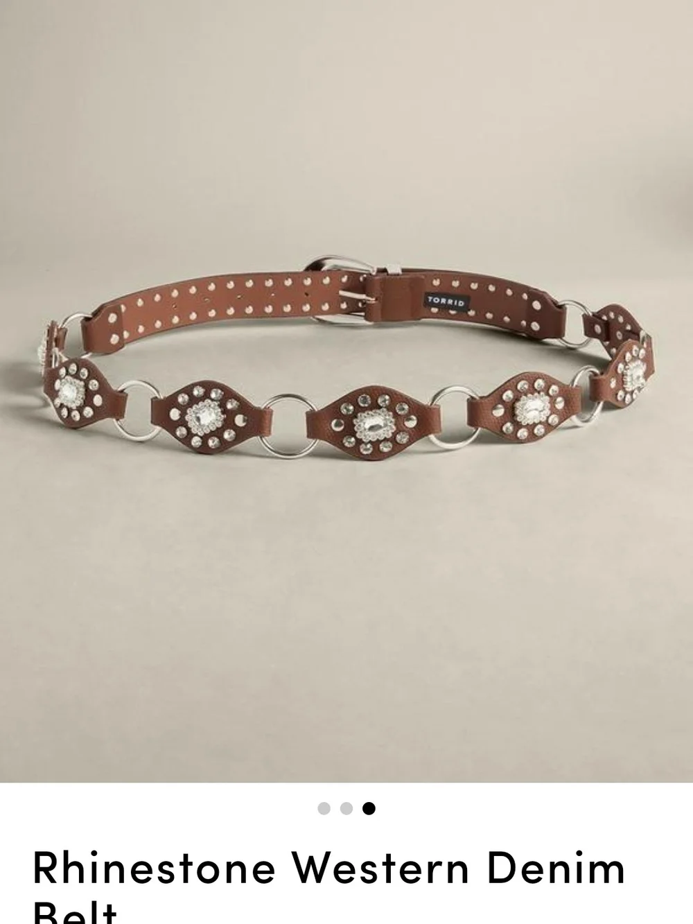 Rhinestone Western Brown Belt with Silver Accents